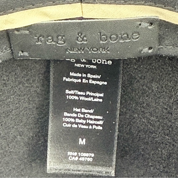 Rag & Bone - women’s fedora black 100% wool & 100% haircalf tiger print trim M - Picture 7 of 9